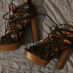 Never work size 10 Qupid black lace up heels